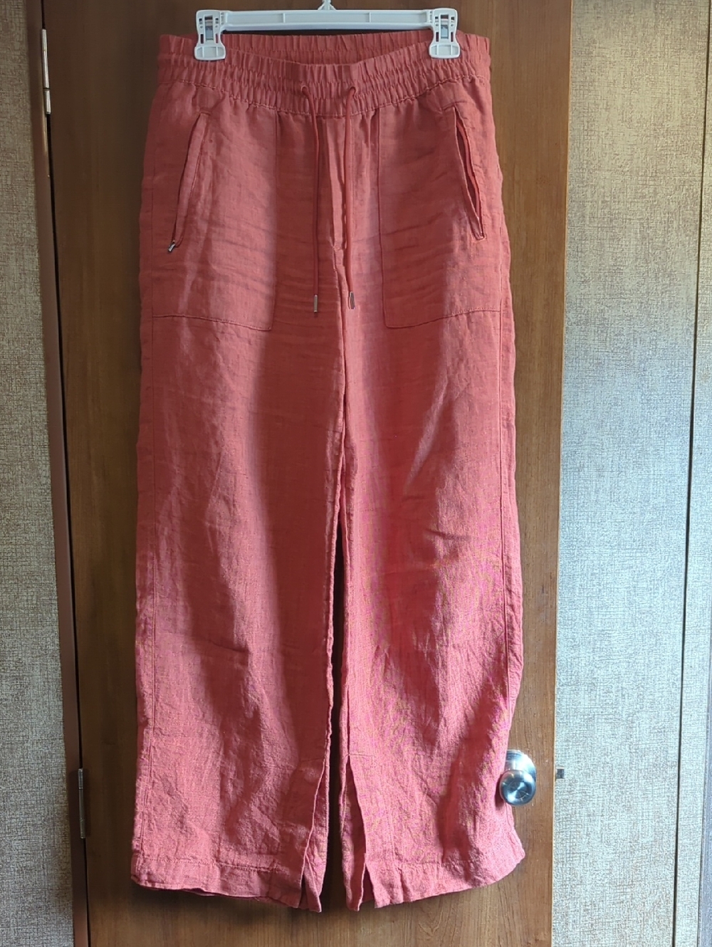Athleta Retreat Rust Orange High Waist Wide Leg Linen Pants
